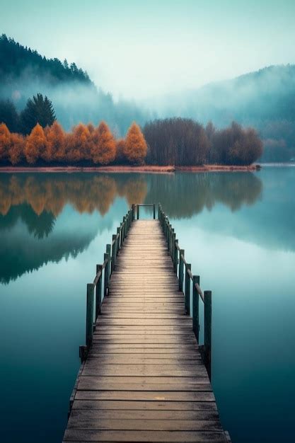 Premium Photo | Wooden bridge on the lake