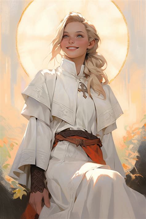 human female cleric dnd aasimar noble cleric  fantasy character art