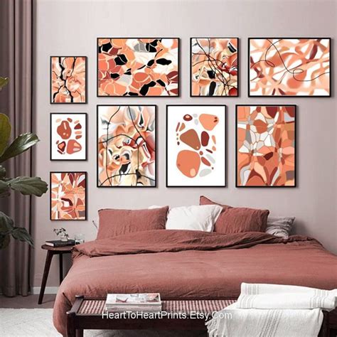 Orange Abstract Gallery Wall Art Set of 9 PRINTABLE Burnt - Etsy