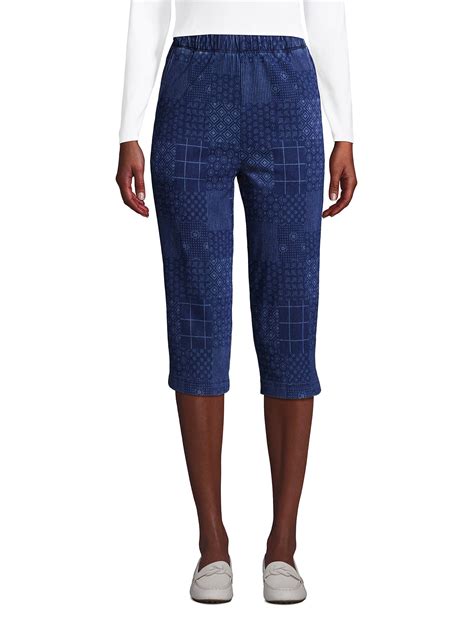 Lands' End Women's Sport Knit Denim High Rise Elastic Waist Pull On