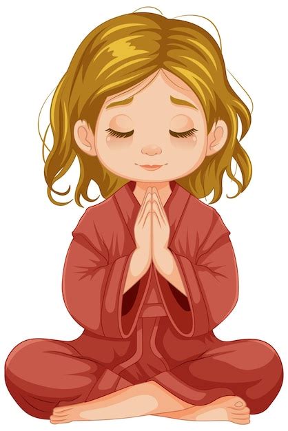 Free Vector | Young Girl Praying in Meditation