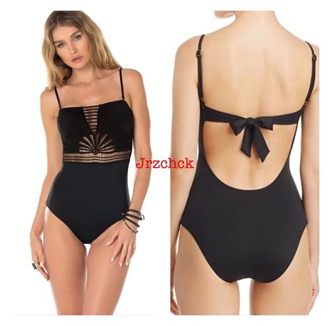 NWT Becca Cami Bandeau One Piece Bathing Suit Black Swimsuit $124