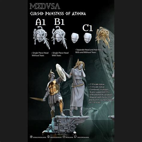 Medusa SFW Cursed Priestess of Athena 3D Printed | Etsy