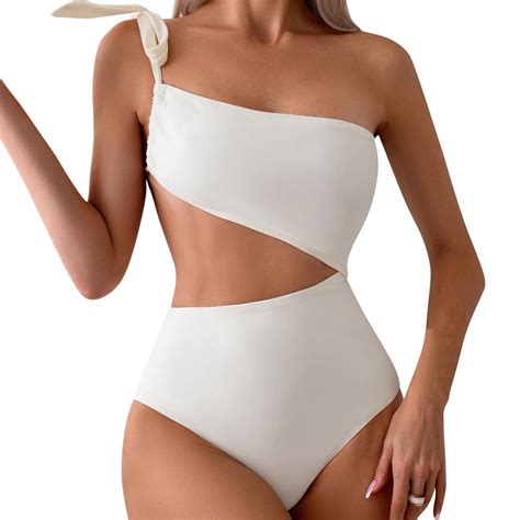Xfvqtps Womens One Piece Swimsuit One Shoulder Lace up High Cut Waist