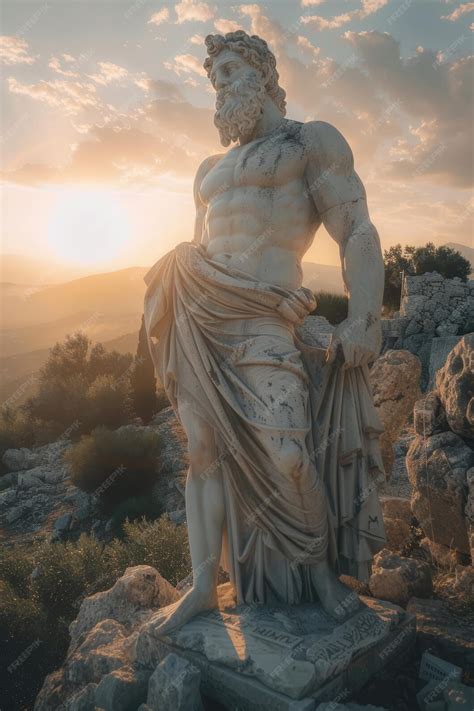 estatua de zeus na grecia antiga na hora dourada  por  sol deuses