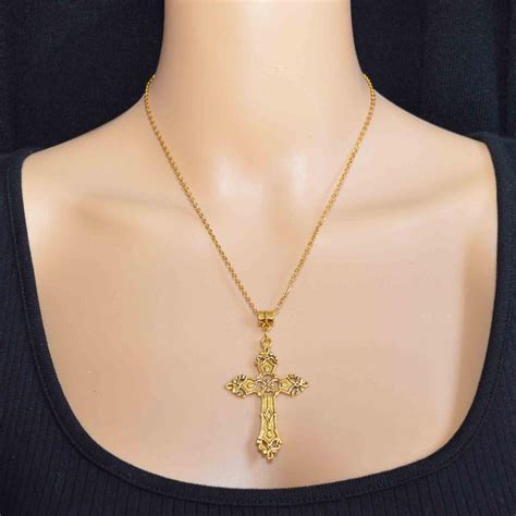 Gold Cross Chain Necklace Material: Stainless Steel... - Depop