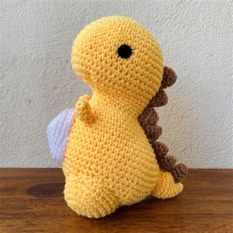 Handmade Dino Stuffed Crochet Toy – Yellow – Iktaara By Tulsi