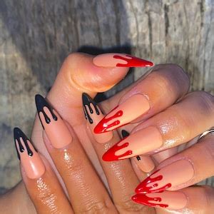 Creepy Dripping Blood Nails/ Halloween Press on Nails - Etsy