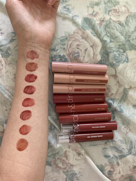 Swatches of Romand lip products : r/AsianBeauty