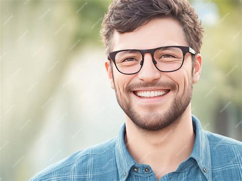 Premium AI Image | A happy smiling man with glasses closeup