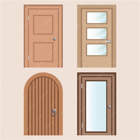 Premium Vector | Wooden door drawing vector set