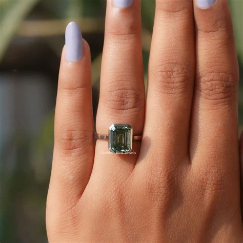 Bezel Set Emerald Cut Engagement Ring