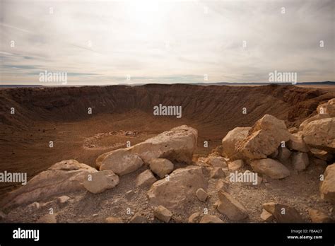 Meteor Crater (Barringer Crater), Arizona, in the afternoon Stock Photo ...