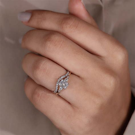 Radiant Cut Five Stone Lab Grown Diamond Bridal Wedding Set