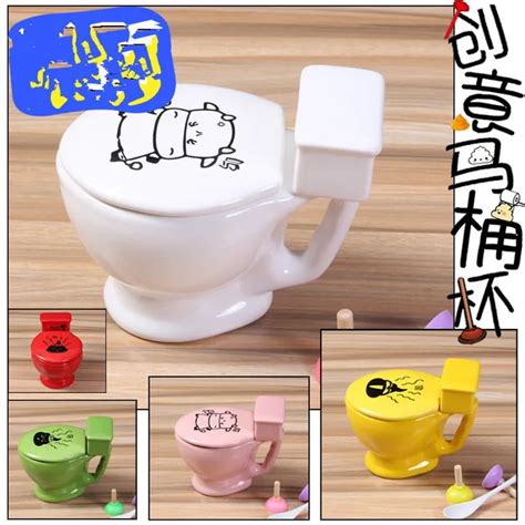 1PCS Creative Ceramic Mug Funny Toilet Mug Potty Ceramic Cup With Cover Spoon Coffee Cup Ice ...