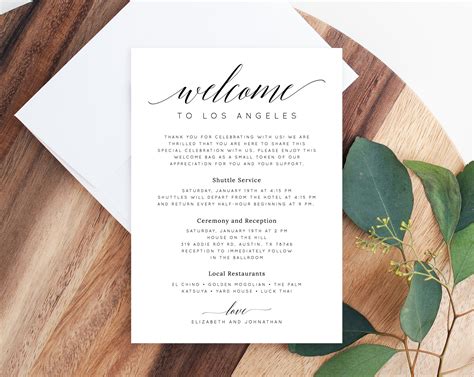 Wedding Welcome Note Template - Ccalcalanorte.com