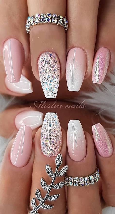 Pink White Ombre Gel Nails - Pink garden | pink ombre press on nails | pink press on nails | gel ...