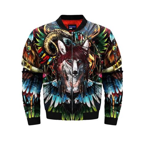wolf bomber jacket colored spirit wolves lair