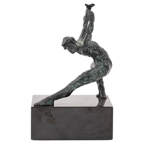 Emanuele Scarnicci Abstract Bronze Sculpture with Two Dancers, Signed
