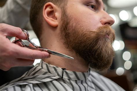 man   beard cut  stock photo