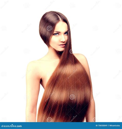 Long Hair. Hairstyle. Hair Salon. Fashion Model with Shiny Hair Stock