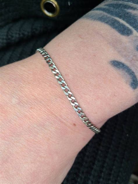 vintage silver curb bracelet gem