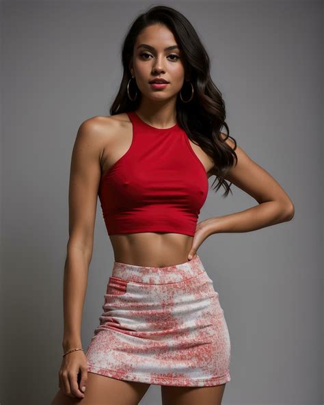 AI generated Beautiful petite Filipino woman in a red dress. ai