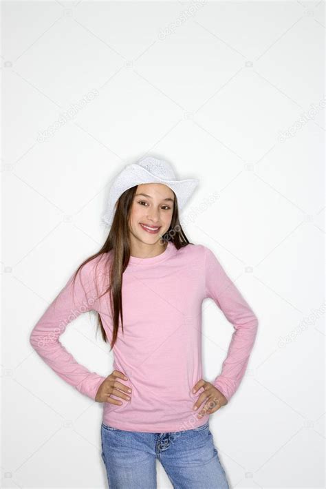 Girl wearing cowboy hat. — Stock Photo © iofoto #9364063