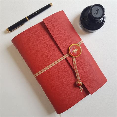 red leather journal hand bound  ceramic bu folksy