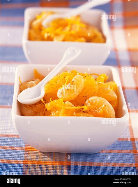 Orange and clementine spicy fruit salad Stock Photo - Alamy