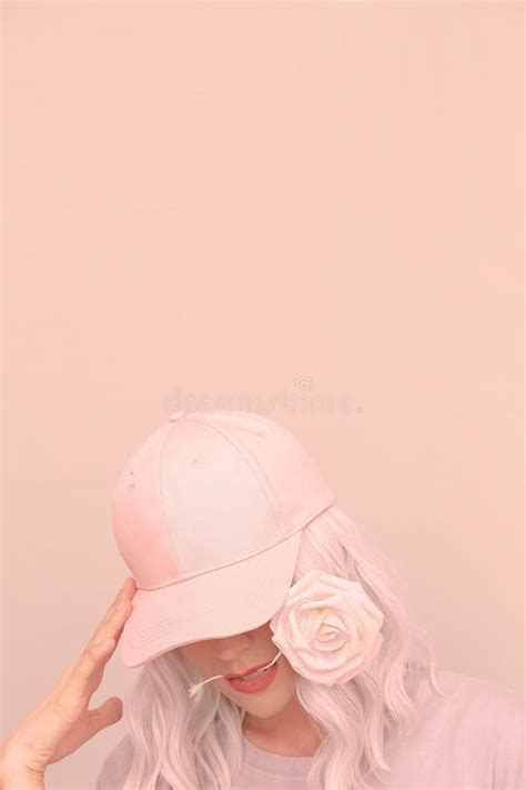 Girl Beige Aesthetic. Monochrome Flowers Summer Mood Stock Photo ...