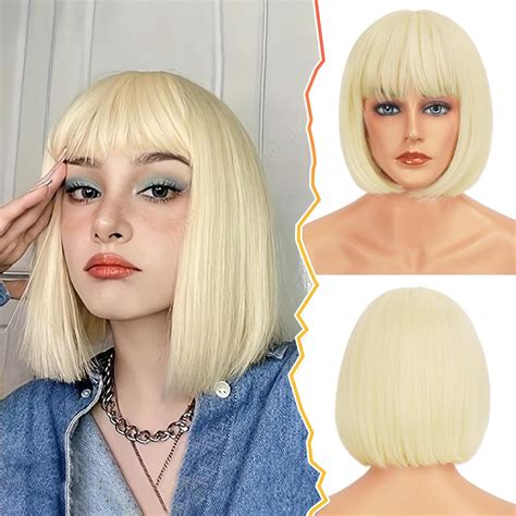 Amazon.com : BARSDAR Short Blonde Bob Wigs - Short Platinum Blonde Bob