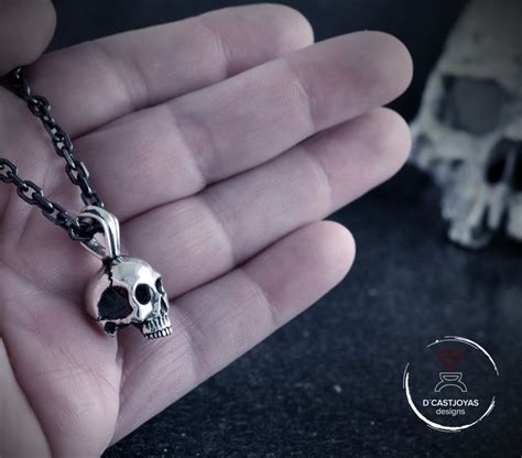 Silver Skull Pendant Keith Richards Without Jaw With Oxidised - Etsy