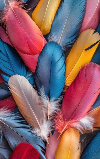 premium photo  feathers top view background big collection