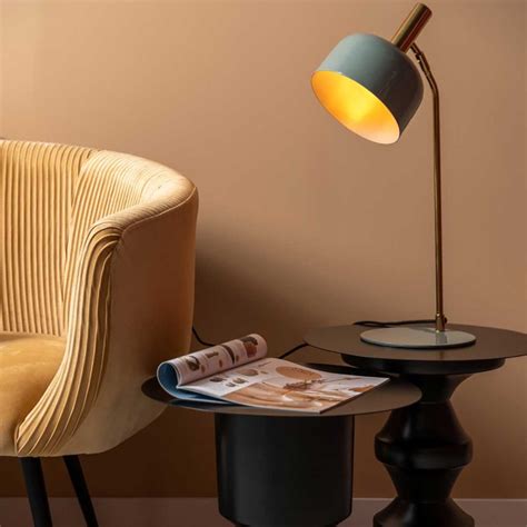 Lampe de bureau à poser en métal émaillé bleu