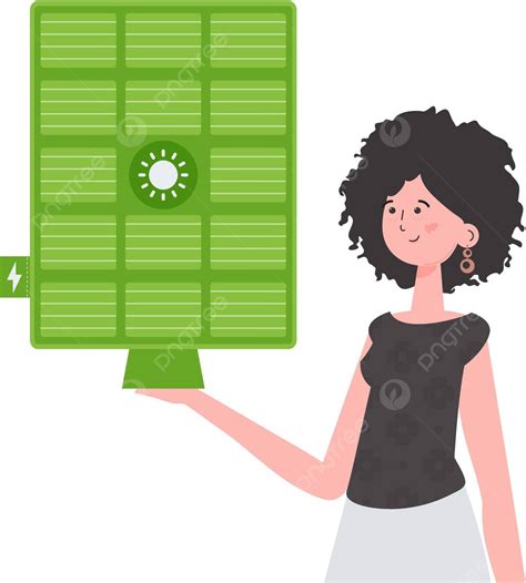 woman holds solar panel eco concept isolated vector illustration vector