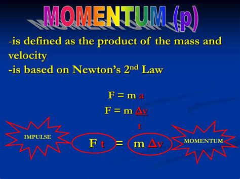 PPT - Momentum = mass x velocity The equation for momentum is written ...