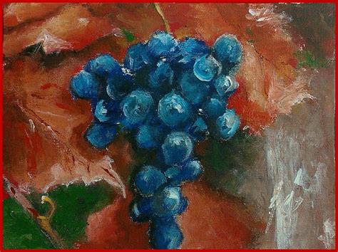 grape still life, acrylic painting