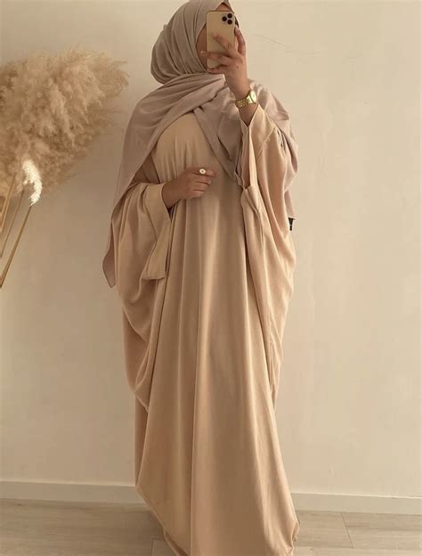 Luxury Muslim One Piece Jilbab Prayer Abaya Dress Batwing Sleeves