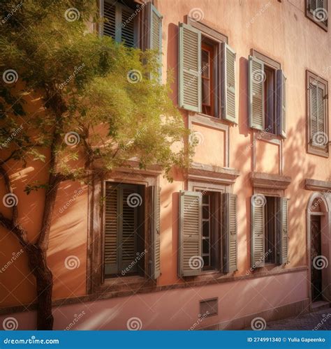 Cute Old Town Building. Illustration AI Generative Stock Illustration