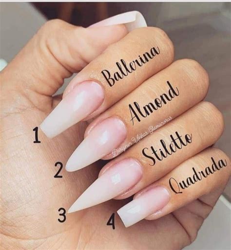 Tipos De Formatos De Unhas - Tipos de formatos de unhas! | Acrylic nail shapes, Gel nails, Stylish nails