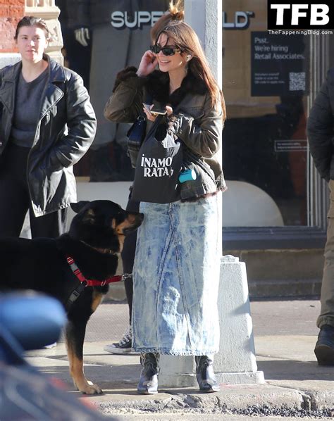 Emily Ratajkowski Wears a Crop Top With a Denim Skirt While Taking Her