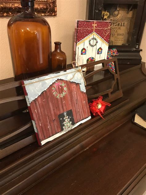 Rustic red Christmas barn country barn farmhouse red | Etsy