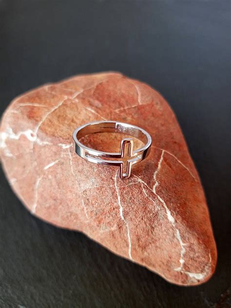 Anillo Con El Símbolo De La Cruz Cristiana Ajustable Regalo - Etsy