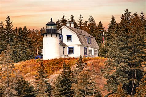 Bear Island Lighthouse Stock Photo - Download Image Now - Maine ...