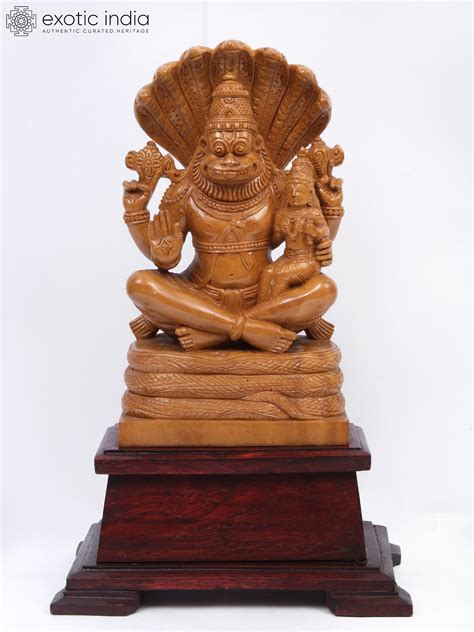 12" Lord Narasimha with Goddess Lakshmi with Base (The Fourth Avatar of ...