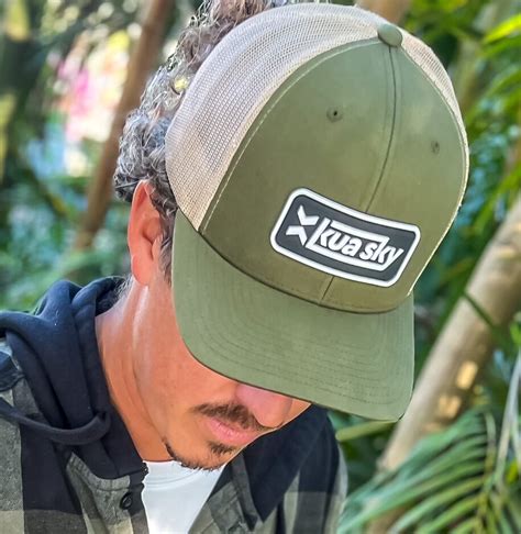 Trucker Hats: PVC Patch in Olive & Khaki - Kua Sky