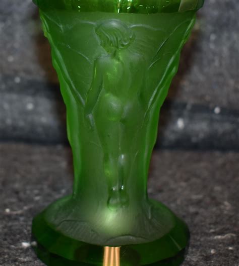 Art Deco Czech Ingrid Glass Line Nude Female Art Vase at 1stDibs
