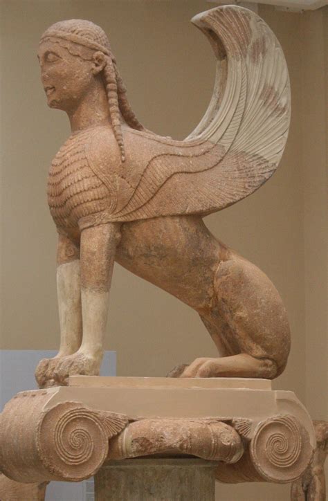 The Sphinx of Naxians atop its Ionic Capital, ca. 560 B.C., Delphi ...