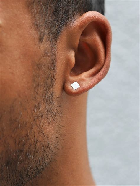 square stud earrings minimalist earrings mens earrings sterling